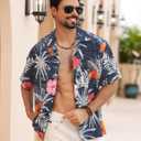APTRO Men's Hawaiian Shirt Short Sleeve Summer Beach Tropical Button Down Shirt (Black, XXL)