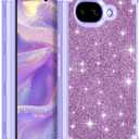 LONTECT for for Google Pixel 10A Case Glitter Sparkle Three-Layer Shockproof Rugged Heavy Duty Hybrid Sturdy Full Body Protective Case for Google Pixel 10A,Purple