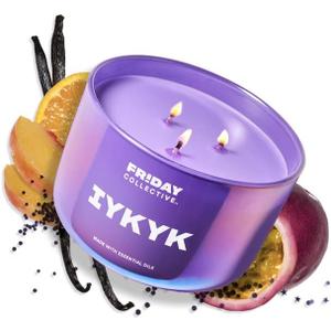 Friday Collective IYKYK Candle, Fruity Scented, Made with Essential Oils, 3 Wicks, 13.5 oz