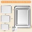 Baking Sheet Set of 3, Stainless Steel Cookie Sheets Baking Sheet Pan, 10.5/12.4/16 Inch, Thicker and Firmer Baking Pans Set, Non-stick, Non toxic & Heavy Duty & Easy CleanDishwasher Safe
