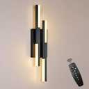 Benkut Modern LED Wall Sconce Black Remote Wall Light Fixtures for Bathroom, Dimmable Vanity Light Indoor LED Remote Wall Sconce for Bedside Bedroom Living Dining Room (1 Pack 3000-6500K 19.7inch), 20 In-1 Pack