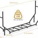 6 ft Firewood Rack Outdoor, Heavy Duty Metal Fire Wood Rack for 880LBS Capacity, 1/4 Cord Log Holder with 12 Support Legs for Patio, Porch and Indoor Fireplace