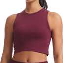 Sports Bras for Women Removable Padded Athletic Yoga Running Crop Tops Sleeveless Gym Workout Tops (Large, Burgundy)