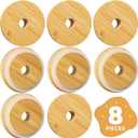 Bamboo Lids for Beer Can Glass, Natural Wood Lids 70mm with Straw Hole, for 16 20oz Glass Cup, Fit for Regular Mouth Mason Jars