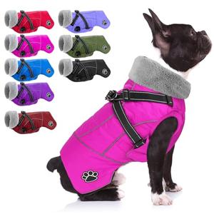 Doglay Dog Coat with Harness, Reflective Warm Dog Jacket Waterproof Puppy Winter Coat for Cold Weather, Adjustable Fleece Jacket for Small Medium Large Dogs, S