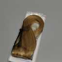 Halo Hair Extensions Real Human Hair Invisible Wire Extensions with Transparent Fish Line Adjustable Size Golden Brown & Bleach Blonde 14 inch