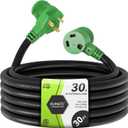 RVMATE 30 Amp 30 Feet RV Power Extension Cord with Easy Plug-in Handle, TT-30P to TT-30R, LED Indicator, 10 AWG, ETL Listed