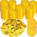Hanaive 800 Pcs Plastic Pirate Coins Gold Treasure Spanish Doubloon Fake St. Patricks Toy Coin for Kids Board Games Pirate Party Cosplay Teachers Classroom Reward (Gold, Classic)