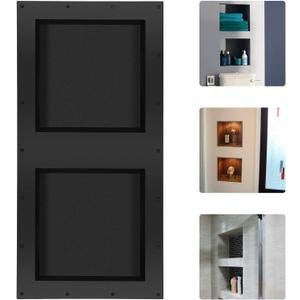 Suteck 32" x 16" Double Shelf Shower Niche Ready for Tile Waterproof Leak-Proof Bathroom Indoor Recessed Niche Storage Washing Toiletries Bottles