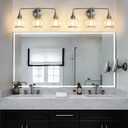 Brushed Nickel Bathroom Vanity Light 3 Lights Bathroom Light Fixtures Over Mirror with Clear Glass Shade 22.4 inch Wall Sconces Lighting Bath(Exclude E26 Bulb), 3 Light with Clear Globe