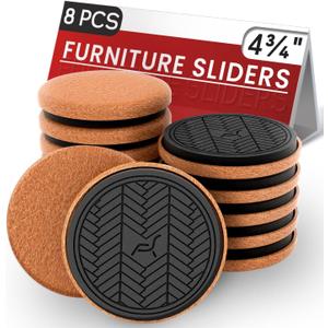 4" Felt Furniture Sliders for Hardwood Floors, 8 PCS Furniture Pads for Tile Floors, Furniture Movers Sliders for Heavy Furniture, Felt Sliders Move Large Furniture Easily