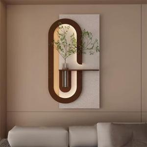 AICHENG 3D Wall Art Decor with Led Lights - Handmade Sandstone Wall Art with Vase & Artificial Greenery,Plug-in models for Living Room Bedroom Hallway Restaurants, Studies, and Offices, 40"L x 19"W