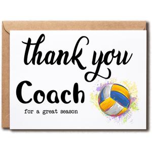 Thank You Coach For A Great Season Card - Volleyball Coach Card - Appreciation - Volleyball Lover - Sport Lover - Gift For Him For Her
