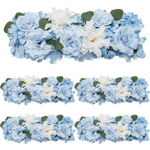 Wedding Arch Decorations, 19.7 inch Pack of 4 Artificial Flower Table Centerpieces Floral Arrangement for Wall Backdrop Party Bridal Shower Event Decor - Blue