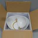 YHOSSEUN Chip and Dip Serving Set 2 Tiered Chip Dip Bowls with Metal Rack for Appetizer, Snacks - Large Chip Bowl 45 oz Small Dip Bowl 7 oz-Serving Bowls for Party, Food Dispaly - Gold Stand