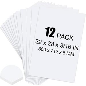 ToLanbbt 12 Pack White Foam Board, 22 x 28 x 3/16" Thick Foam Core Acid Free Poster Foamboard for Art Craft Projects, Painting, Displaying, Signage, Wedding, School