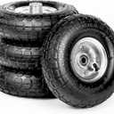10-Inch Replacement Tire and Wheel 4.10/3.50-4" - 10 Pneumatic Utility Tires for Cart, Dolly, Hand Truck, Generator, Lawnmower, Garden Wagon with 5/8 Axle Bore Hole - Double Sealed Bearings (4 pack)