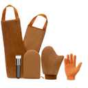 UNIMEIX 5 Pack Self Tanning Mitt Applicator Kit Self Tan Back Applicator with Self Tanning Glove for Self Tan Glove and Sunscreen Brush Kit (Brown)