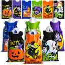 JOYIN 60 PCS Halloween Drawstring Treat Bags, Goodie Candy Trick or Treat Bags Bulk, 6 Design Goody Bag for Trick or Treating, Small Plastic Snack Gifts Bag for Kids Halloween Party Favors Supplies