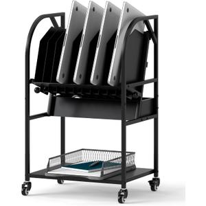 Laptop Charging Cart 10 Device Mobile Open Charging Carts for Laptops Tablets Chromebooks, Removable Dividers Charging Station Storage Cart with Wheels for Office Classroom Hospital