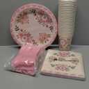 BLUE PANDA 144 Piece Vintage Floral Party Supplies, Includes Disposable Floral Paper Plates, Napkins, Cups, & Cutlery, For Baby Showers, Weddings, Garden Party & More - Serves 24