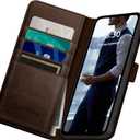 DuckSky for Samsung Galaxy S23 FE Genuine Leather Wallet case RFID Blocking4 Credit Card HolderReal Leather Flip Folio Book Phone case Protective Cover Women Men for S23FE case Brown