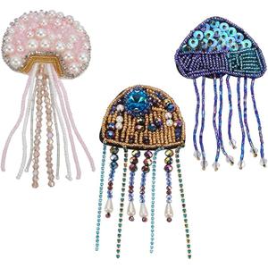 INFUNLY Jelly Fish Beaded Patch Rhinestone Sequin Jelly Fish Patches for Clothes Sea Creatures Patches with Tassel Sew on Applique Handmade DIY Patch Applique for Bags Hats Jeans Jackets Dress (blue)