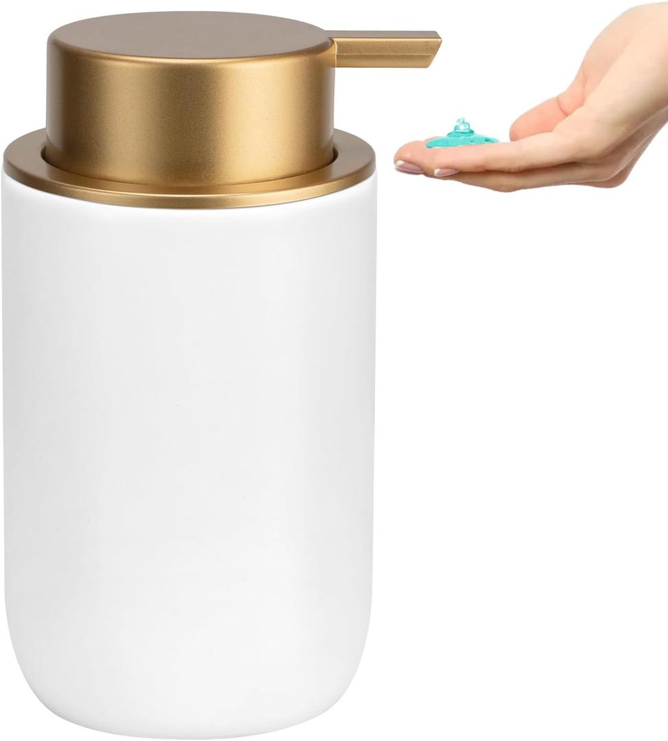 Soap Liquid Dispenser Ceramic with Easy-to-Press Pump Hand Liquid Dispenser (Can't Foam) for Shampoo Bathroom Countertop 13.5 oz