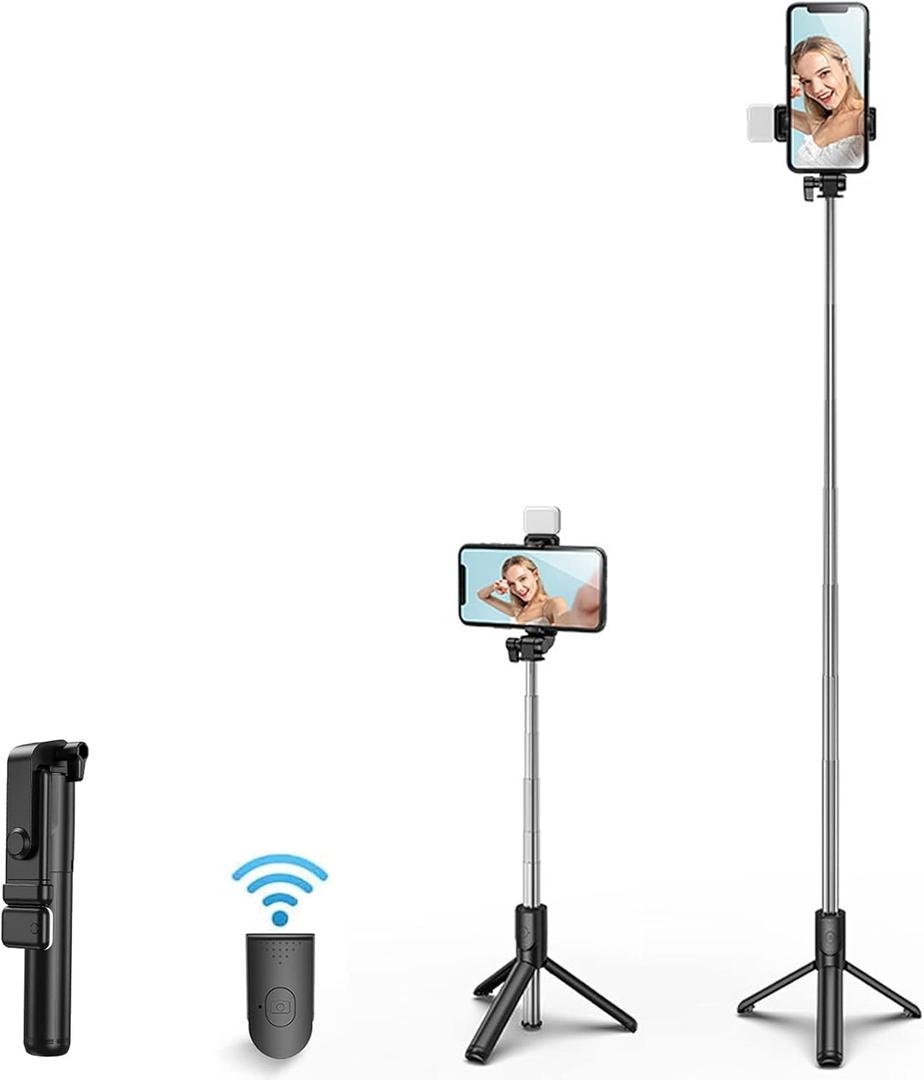 39" Extendable Selfie Stick Tripod With Remote Control for iPhone and Android Phones - Video Recording, Vlogging, Live Streaming - Black