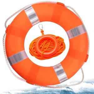 Child Pool Life Ring Buoy Life Preserver Ring with Lifesaving Rope Reflective Tape Yard Wall Decoration 10.6"/19.68"