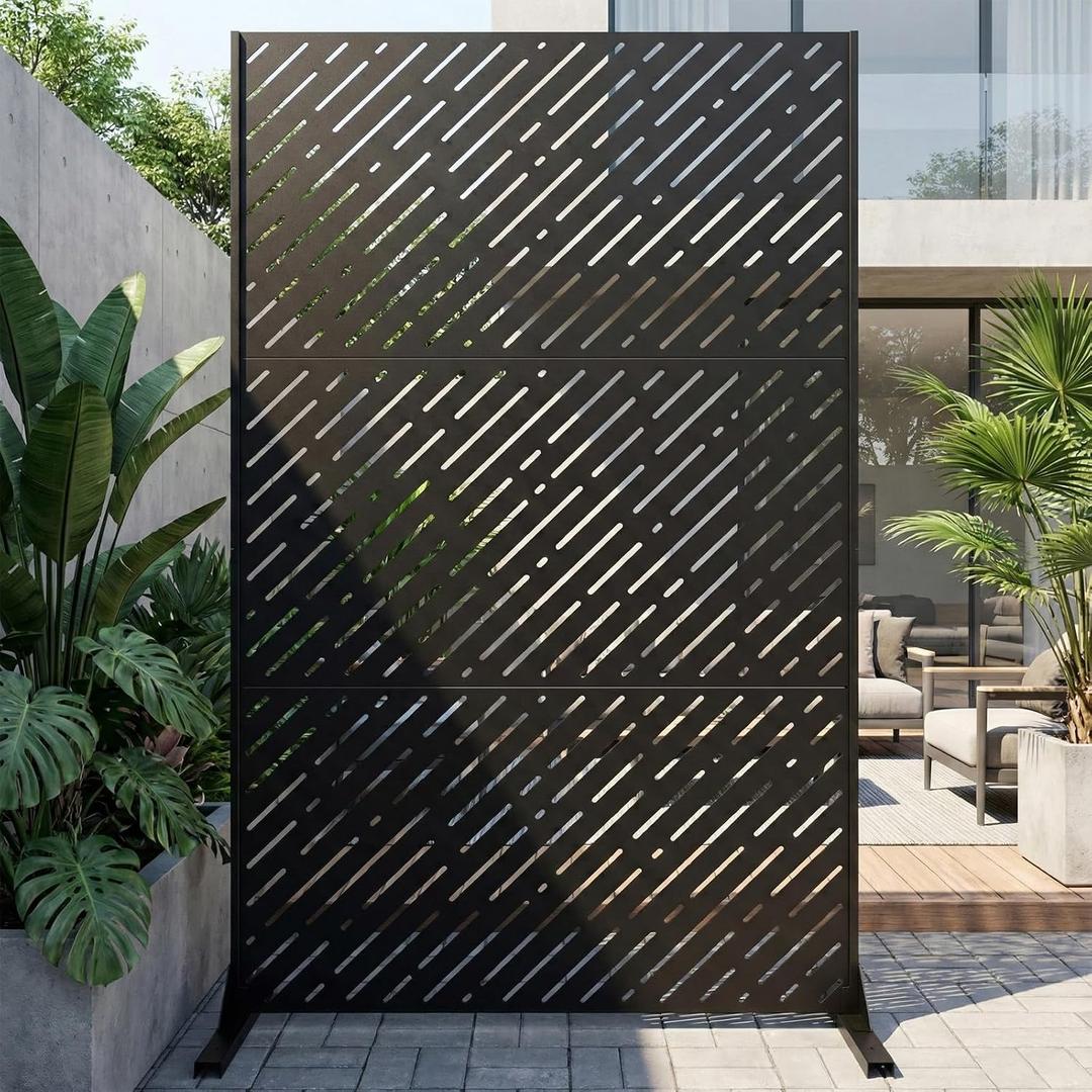 Metal Privacy Screen Outdoor 72x44in (6FT) Rustproof Steel Decorative Fence Panel, Weatherproof Garden Divider for Patio, Backyard & Balcony, Metal Panels for AC Unit or Trash Bin Enclosure