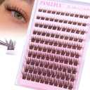 Self Adhesive Eyelashes Brown Self Adhesive Lash Clusters Natural No Glue Lashes Dark Brown Eyelash Extensions Pre-glued Eyelash Clusters Wispy Press on Individual Lashes 8-16mm by ZANLUFLY