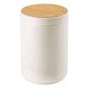 mDesign Plastic Round Trash Can Small Wastebasket - Garbage Bin Container with Swing-Close Lid - Bathroom Garbage Basket - Holds Waste, Recycling - 1.3 Gallon - Basa Collection - Cream/ Beige/ Natural