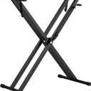 Upgrade Heavy-Duty, Easily Adjustable Height Double-X Keyboard Stand, Portable Digital Piano Stand with Locking Straps, (Multiple Adjustable Heights), Black