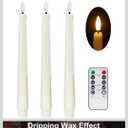 Stmarry 3 Pack Flameless Taper Candles with Remote and Timer - 9.65 Inch Ivory Real Wax LED Candlesticks - Wax Drip Battery Operated Tall Taper Candles with 3D Flickering Flame