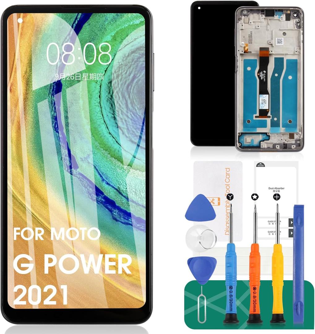 for Moto G Power 2021 Screen Replacement for Moto G Power 2021 Display for XT2117 XT2117-1 XT2117-DL LCD Digitizer Touch Screen Assembly Repair Parts Kits with Frame