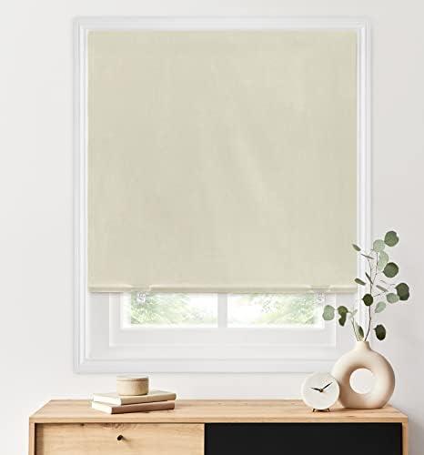 LazBlinds 100% Blackout Roller Shades, No Tools No Drill Cordless Blinds for Windows, Thermal Insulated UV Protection Privacy Window Shades for Bedroom (36''W x 72''H, Cream)