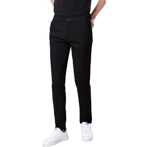 Plaid&Plain Men's Skinny Stretchy Khaki Pants Colored Pants Slim Fit Slacks Tapered Trousers (36W x 32L, Black)