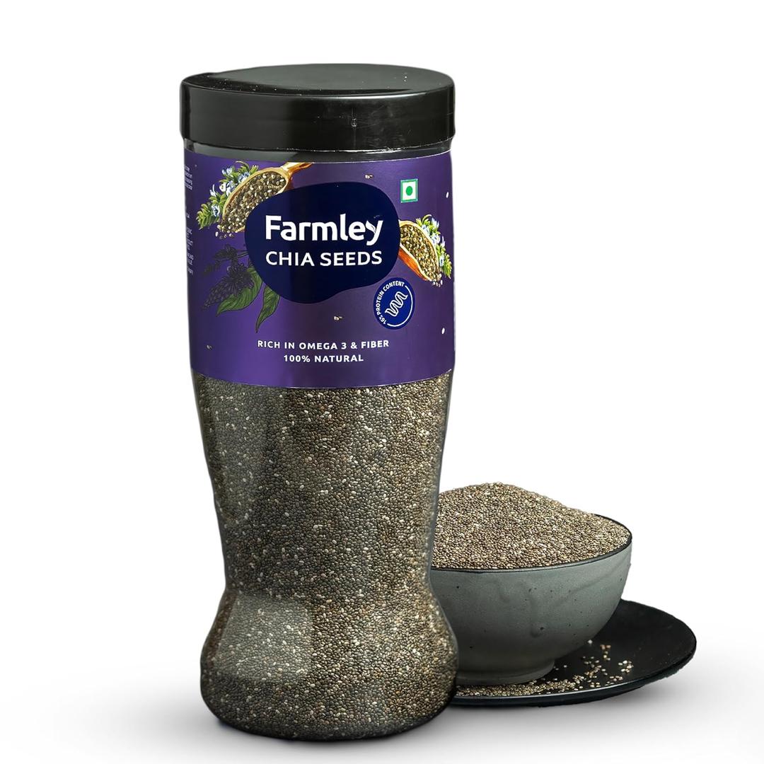 Farmley Chia Seeds | 2.20 lbs, 35.26 oz | Premium Raw Chia Seeds, Natural Whole Raw Black Superfood, Plant Based Protein, Chia Seed with High Source of Fiber Including Omega 3, Vegan (Pack of 1) (EXP 01/15/26)