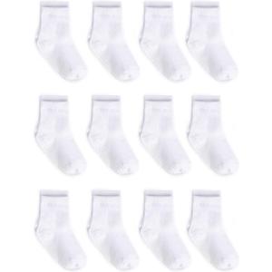 Zaples Grip Crew Socks with Non Slip/Anti Skid Soles for Baby Infants Toddlers Kids Boys Girls (6-12 Months, White)