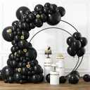 RUBFAC Black Balloons Different Sizes 105pcs 5/10/12/18 Inches for Garland Arch, Premium Party Latex Balloons for Halloween Birthday Wedding Holiday Black History Month Party Decorations