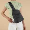 Convertible Backpack Crossbody Small Sling Bag for Women Crossbody Shoulder Chest Daypack with Zipper Strap for Hiking, Black