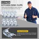 Dreyoo Sink Clips for Kitchen Sink Installation, 12 Pack Heavy Duty Sinks Mounting Clips for Top Mount & Drop In Sinks, Upgraded Adjustable Brackets Fit 1-1/4 inch Countertop Thickness