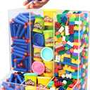 SimplyImagine Triple Acrylic Toy Dispenser for Kids - Self-Serve Snack & Toy Foam Blasters, Car Storage for Wall or Countertop - Clear 3-Compartment Hanging Organizer for Playroom & Nursery - 12.5" H