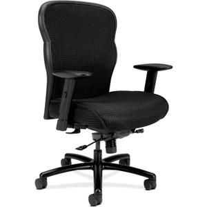 HON Wave Big and Tall Office Chair with Adjustable Arms, 450 lbs Capacity, Ergonomic, Breathable Mesh Desk Chair with Wheels, 360 Swivel, Heavy Duty Tilt Recline, Black