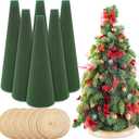 GlikCeil 6 Pcs Floral Foam Tree Cones for Christmas DIY Crafts Dry Wet Floral Foam Blocks 3.15 x 9.45 Inches Green Foam Cone for Xmas Party Wedding Birthday Flower Arrangement Florist Vase Plant Decor