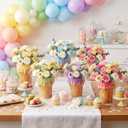 Cinnvoice 6 Pcs Wooden Centerpieces for Tables Baby Shower Decorations Tabletop Boxes Party Favor for Birthday Baby Shower Wedding Garden Tea Party (Ice Cream)