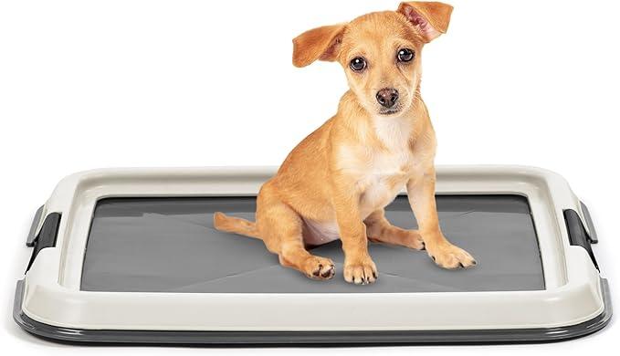 IRIS USA Pee Pad Holder  ExtraSmall Sized Dog & Puppy Pee Pads, Secured Latches, NonSkid Feet, High Polish Finish for Easy Cleaning, Leak Protection, Fits 14"x17" Pad Puppy & Toy Breeds, Dark Grey