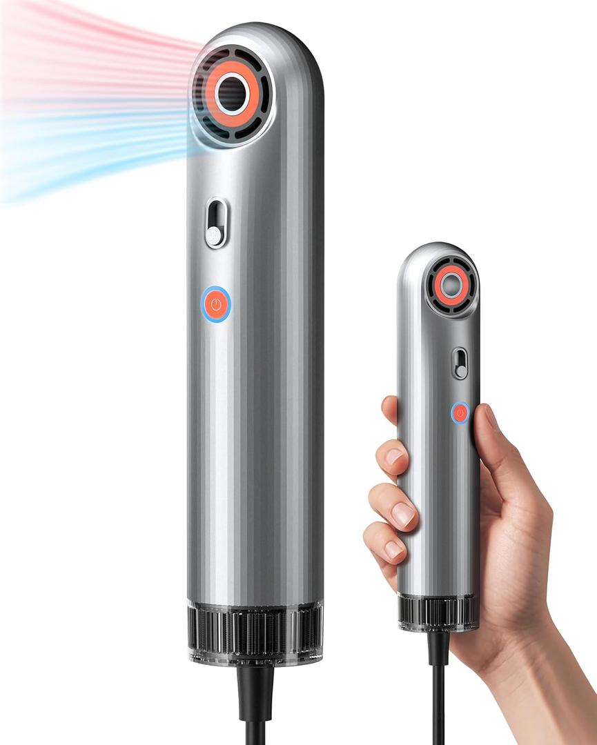 SYLPH Mini Hair Dryer, 0.55lb Small Size Travel Hairdryer, 850W Ionic Hair Dryer with 110,000 RPM High-Speed Motor, Intelligent Temperature Control No Heat Damage, Suitable for Home, Dorm, RVs(Silver)