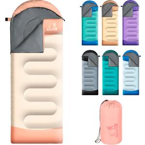 Sleeping Bags for Adults Kids - 3 Season Cold&Warm Weather Waterproof Camping Sleeping Bags - Lightweight Sleeping Bags for Camping Hiking Outdoor Travel (Pink&Gray)